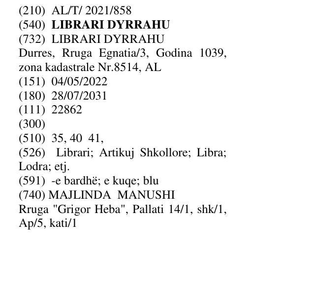 Zëri i markës LIBRARI DYRRAHU në buletin
