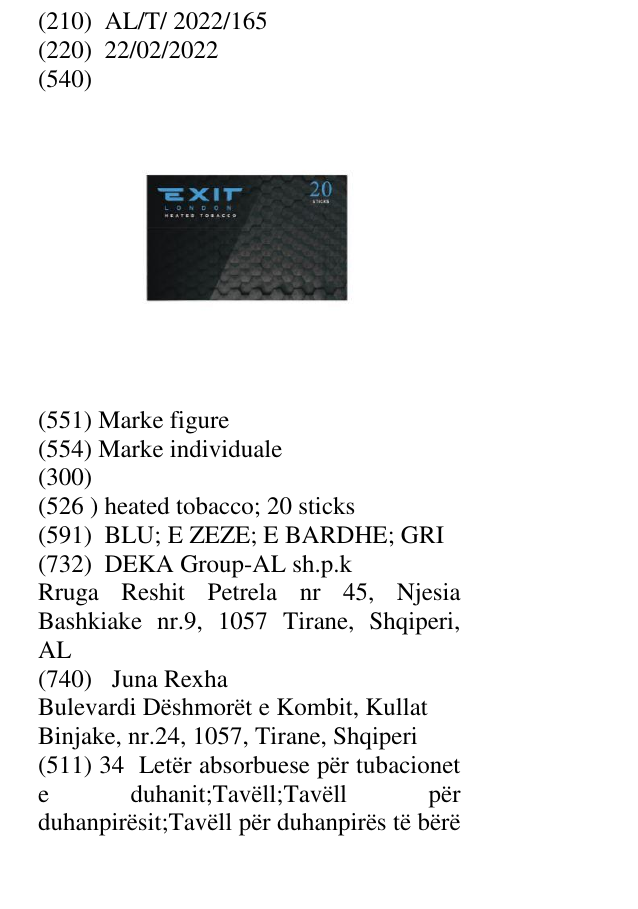 Zëri i markës heated tobacco; 20 sticks në buletin