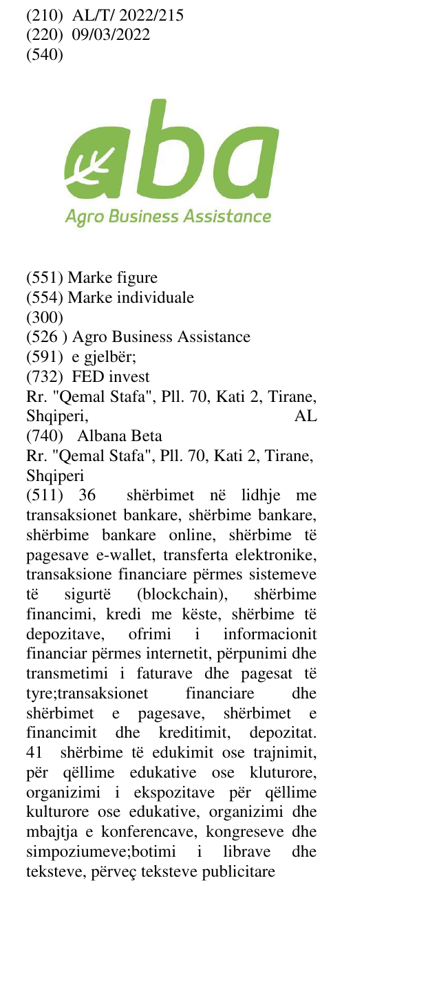 Zëri i markës Agro Business Assistance në buletin