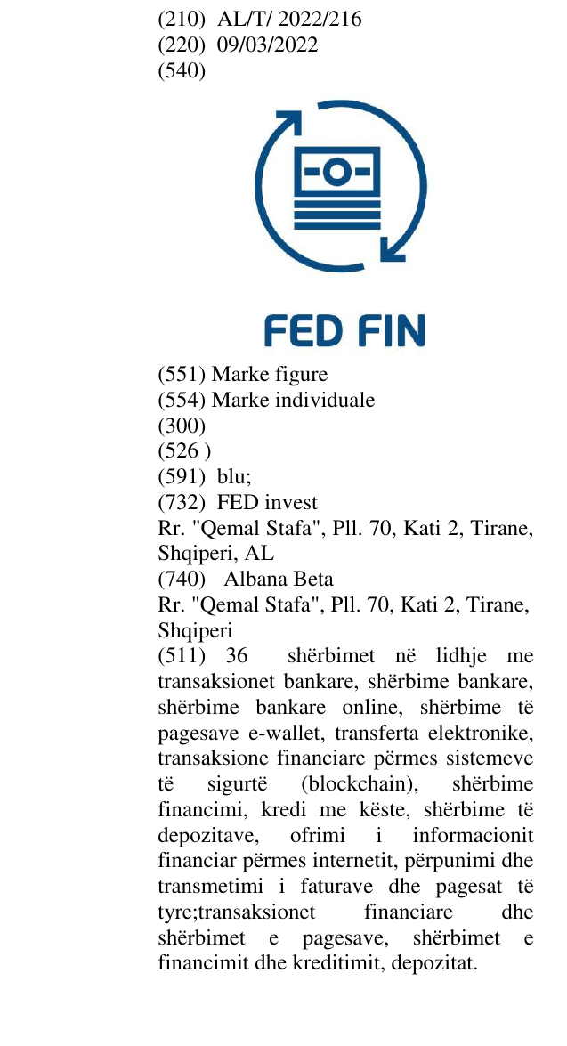 Zëri i markës FED FIN në buletin