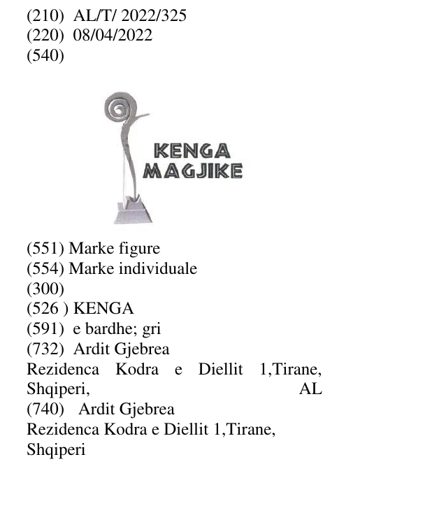 Zëri i markës KENGA në buletin