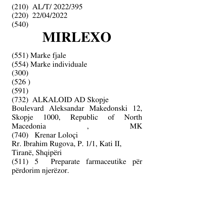 Zëri i markës MIRLEXO në buletin