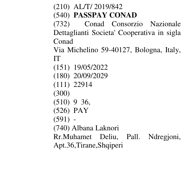 Zëri i markës PASSPAY CONAD në buletin
