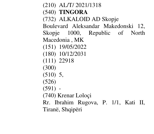 Zëri i markës TINGORA në buletin