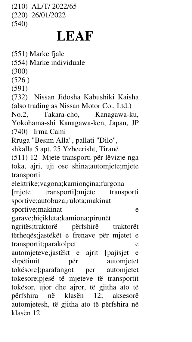 Zëri i markës LEAF në buletin