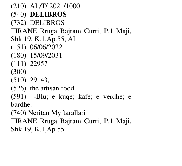 Zëri i markës DELIBROS në buletin