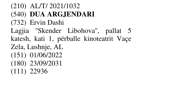 Zëri i markës DUA ARGJENDARI në buletin