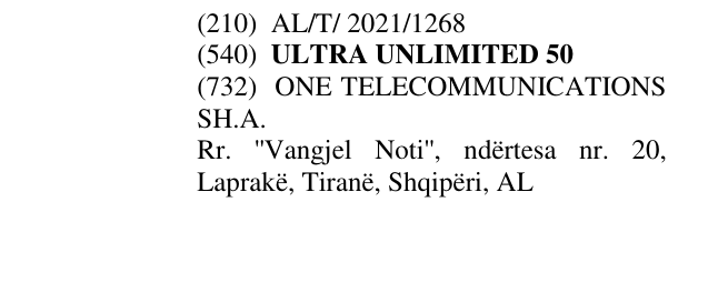 Zëri i markës ULTRA UNLIMITED 50 në buletin