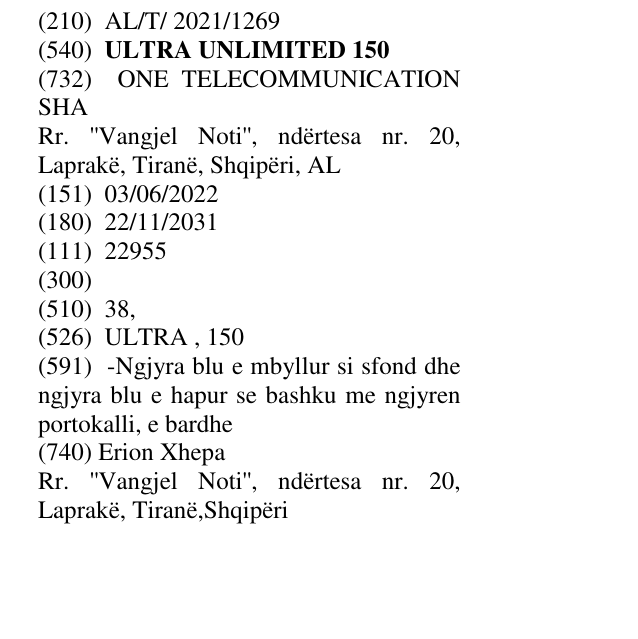 Zëri i markës ULTRA UNLIMITED 150 në buletin