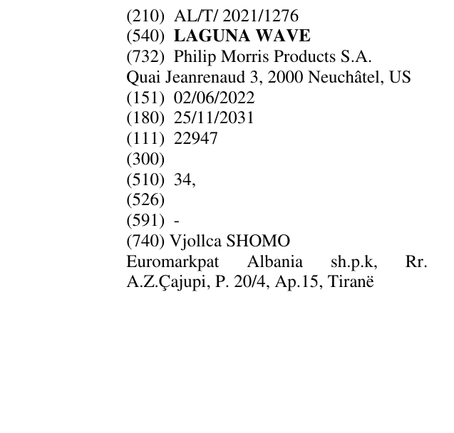 Zëri i markës LAGUNA WAVE në buletin