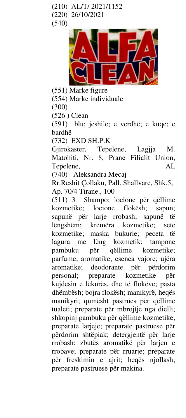 Zëri i markës Clean në buletin