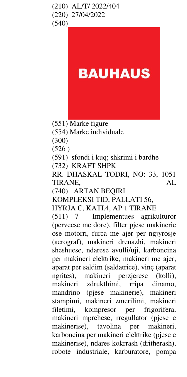 Zëri i markës BAUHAUS në buletin