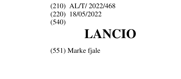 Zëri i markës LANCIO në buletin