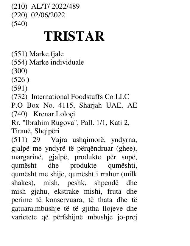 Zëri i markës TRISTAR në buletin