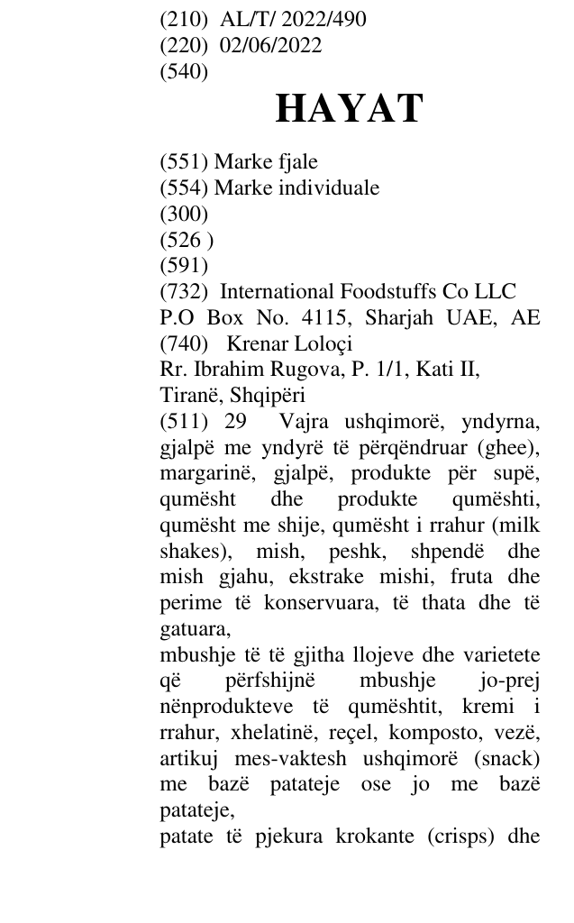 Zëri i markës HAYAT në buletin