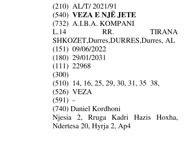 Zëri i markës VEZA E NJË JETE në buletin