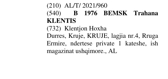 Zëri i markës B 1976 BEMSK Trahana KLENTIS në buletin