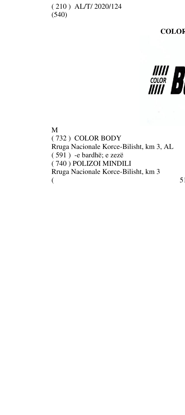 Zëri i markës COLOR BODY M në buletin