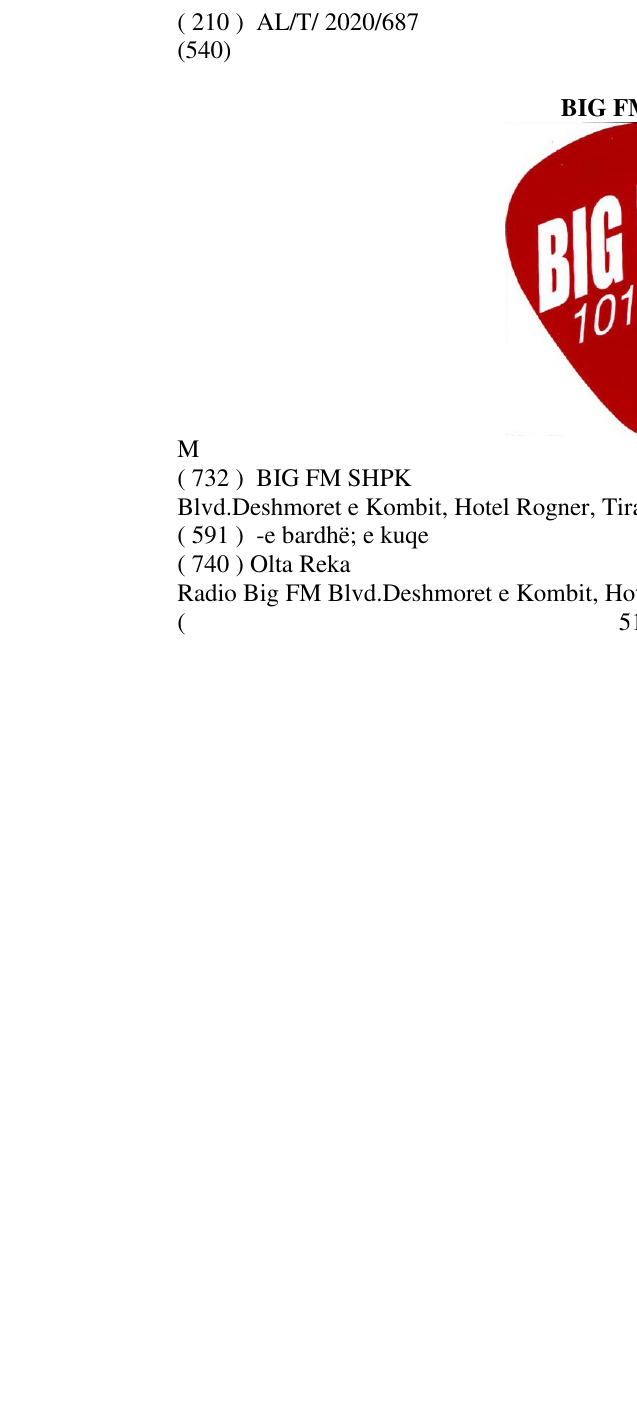 Zëri i markës BIG FM 101.6 M në buletin