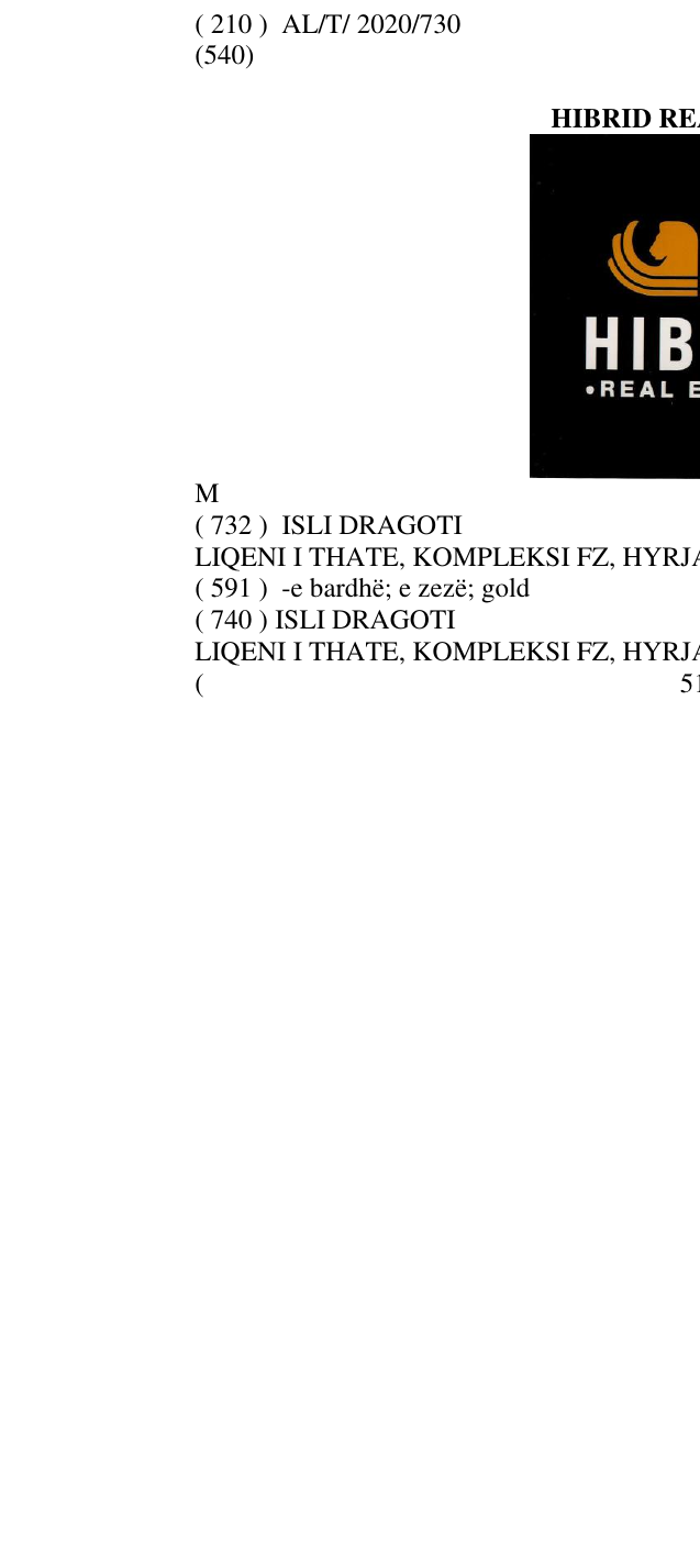 Zëri i markës HIBRID REAL ESTATE M në buletin