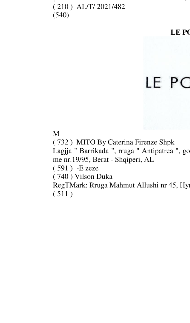 Zëri i markës LE POÉME M në buletin