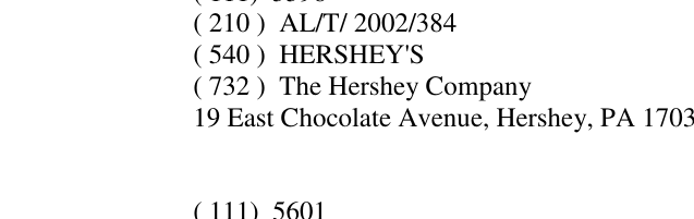 Zëri i markës HERSHEY'S në buletin