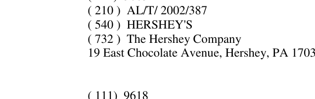 Zëri i markës HERSHEY'S në buletin