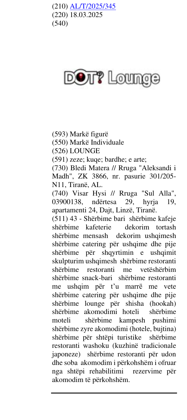 Zëri i markës LOUNGE në buletin