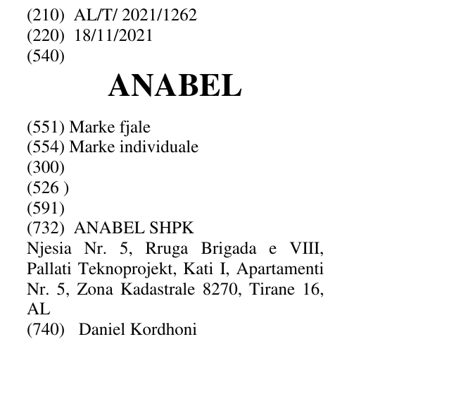 Zëri i markës ANABEL në buletin