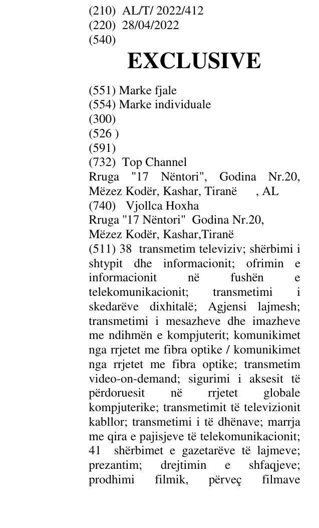 Zëri i markës EXCLUSIVE në buletin