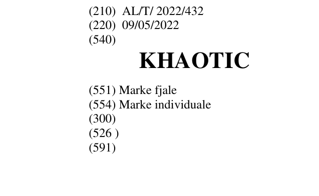 Zëri i markës KHAOTIC në buletin