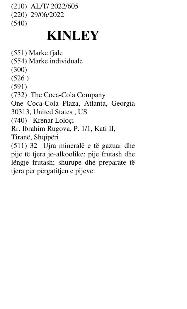 Zëri i markës KINLEY në buletin