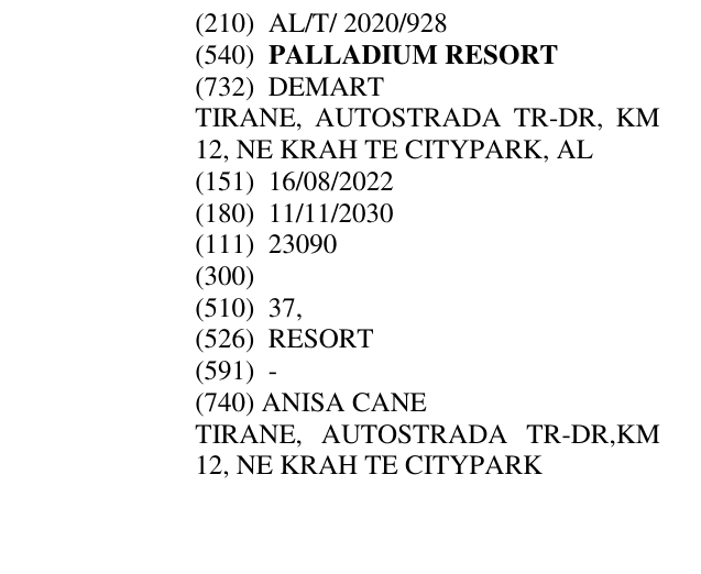 Zëri i markës PALLADIUM RESORT në buletin