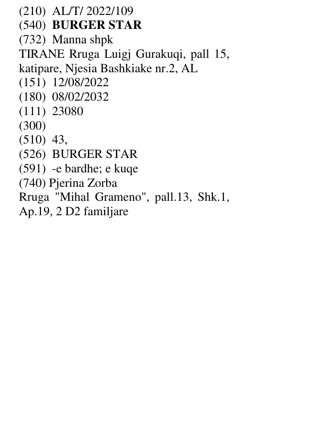 Zëri i markës BURGER STAR në buletin