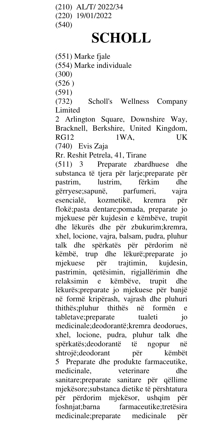 Zëri i markës SCHOLL në buletin