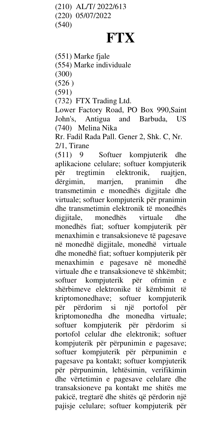 Zëri i markës FTX në buletin