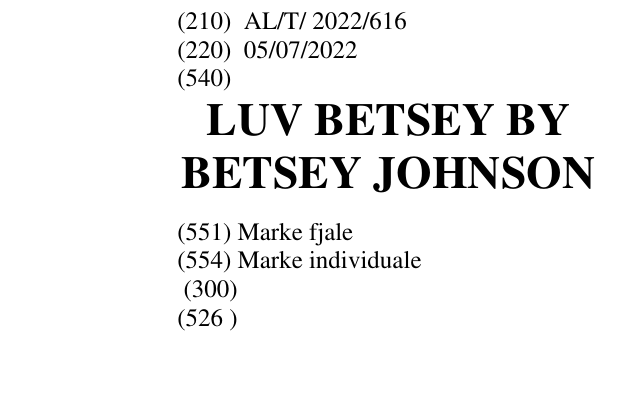 Zëri i markës LUV BETSEY BY BETSEY JOHNSON në buletin