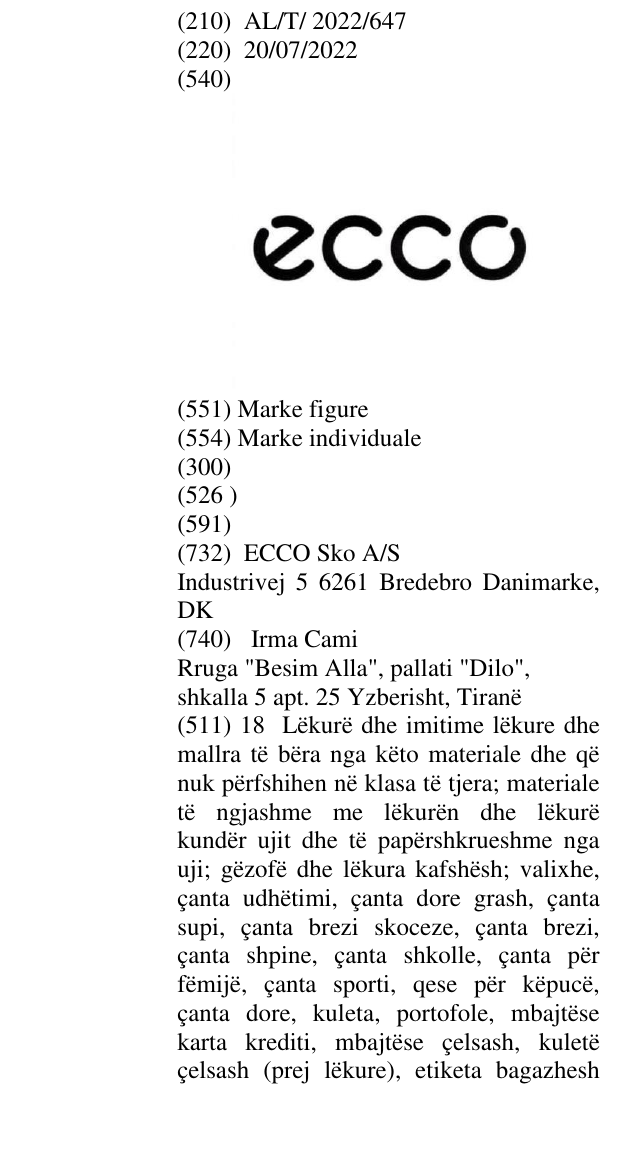 Zëri i markës ECCO në buletin