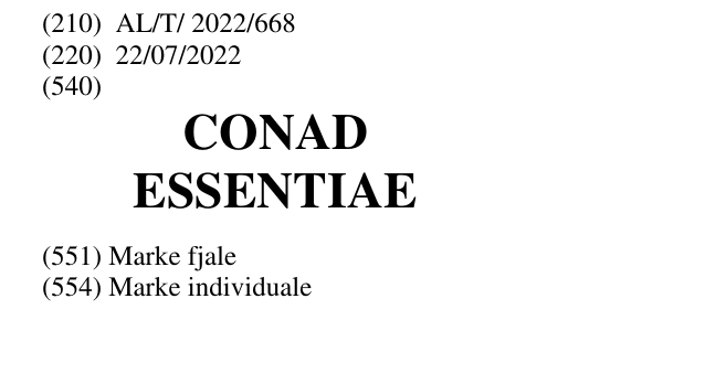 Zëri i markës CONAD ESSENTIAE në buletin