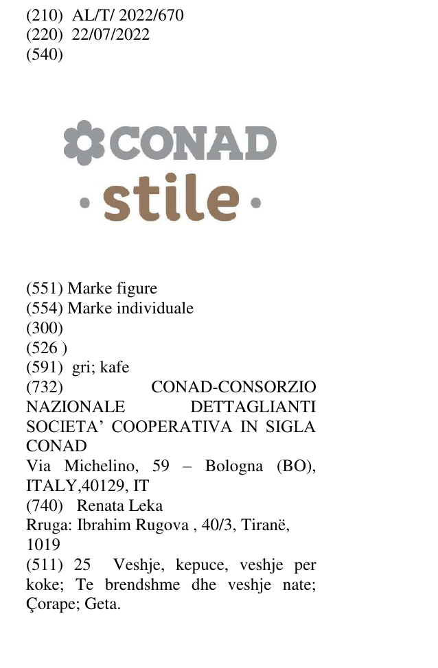 Zëri i markës CONAD stile në buletin