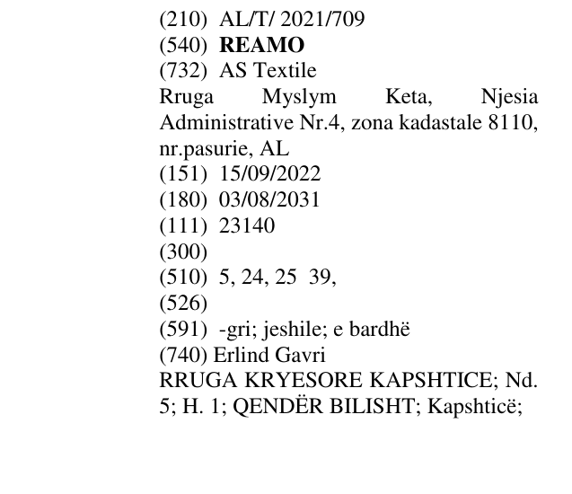 Zëri i markës REAMO në buletin