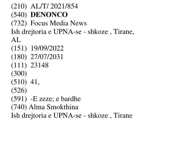Zëri i markës DENONCO në buletin
