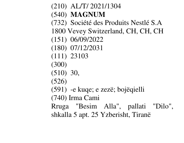 Zëri i markës MAGNUM në buletin