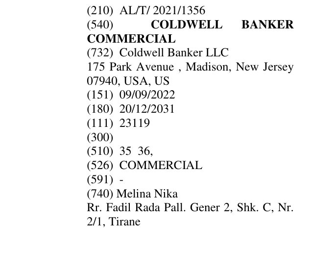 Zëri i markës COLDWELL BANKER COMMERCIAL në buletin