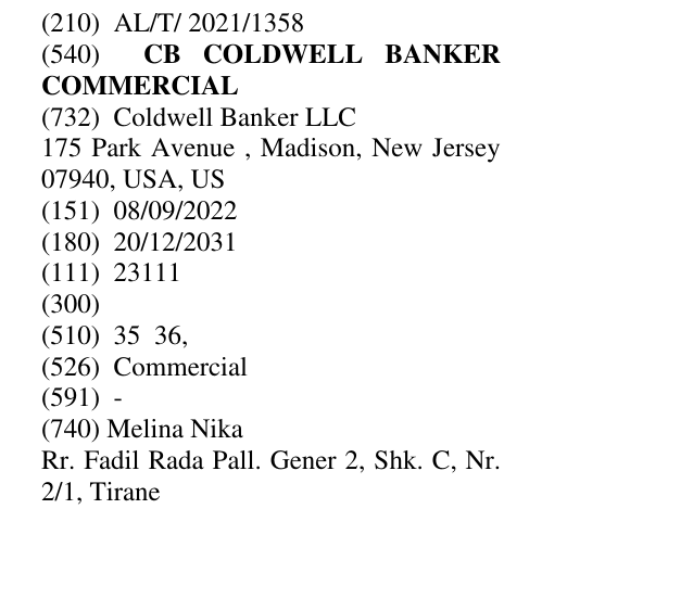 Zëri i markës CB COLDWELL BANKER COMMERCIAL në buletin