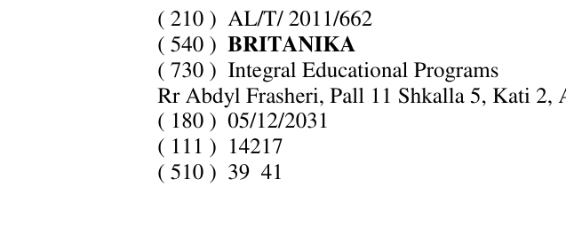 Zëri i markës BRITANIKA në buletin