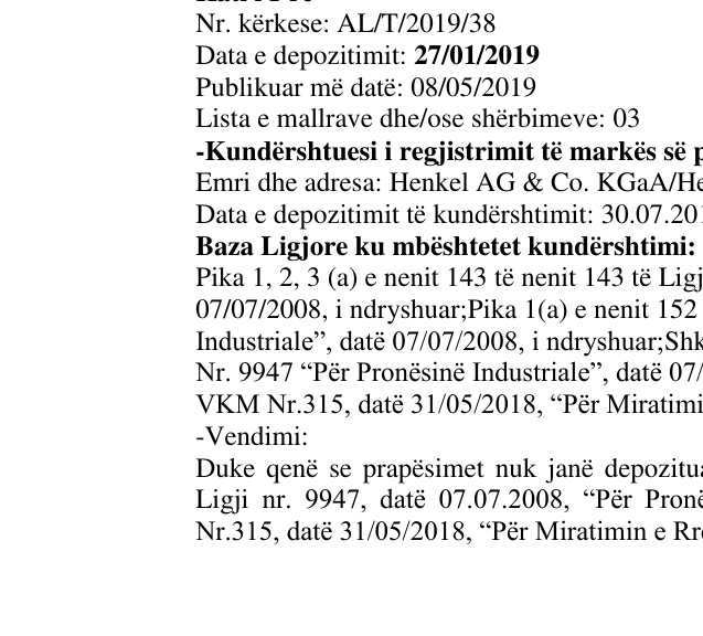 Zëri i markës Klin në buletin