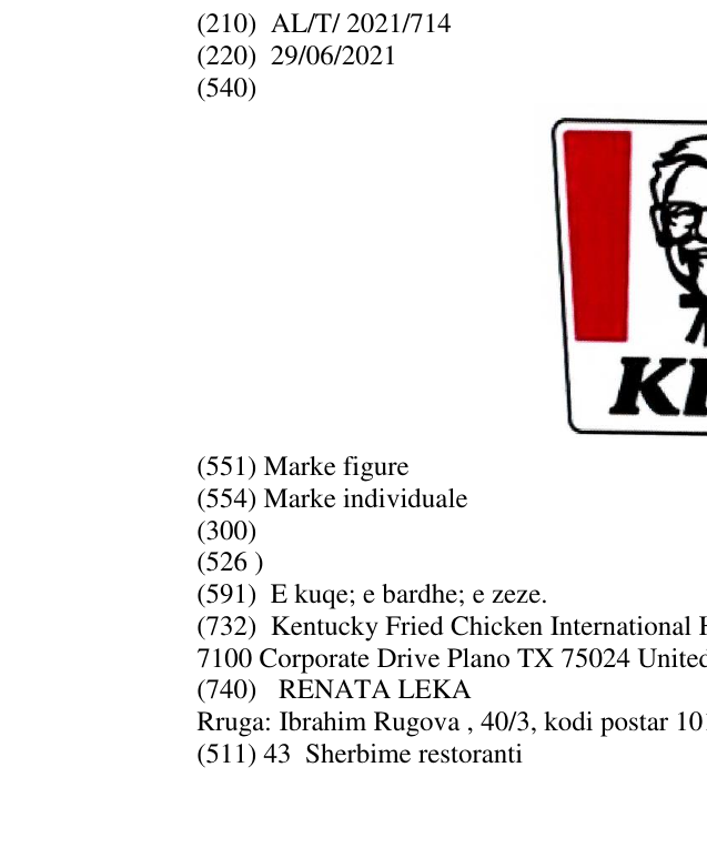 Zëri i markës KFC në buletin