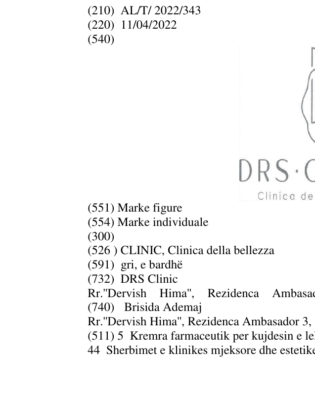 Zëri i markës CLINIC, Clinica della bellezza në buletin
