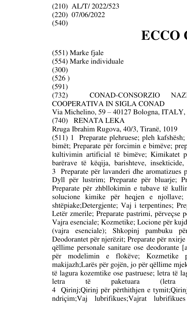 Zëri i markës ECCO CONAD në buletin